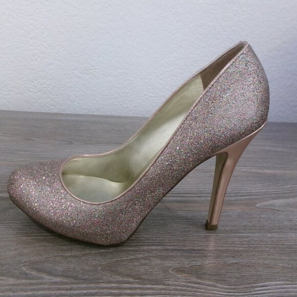 Rose Metallic Gold Multi Color Glitter High Stiletto Heels Ivanka Trump 7.5 - Picture 7 of 16